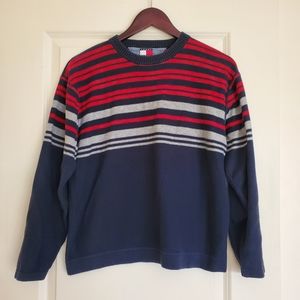 Tommy Jeans Hilfiger Spell Out Sweater Striped Youth Boys XL Y2K Vintage Shirt